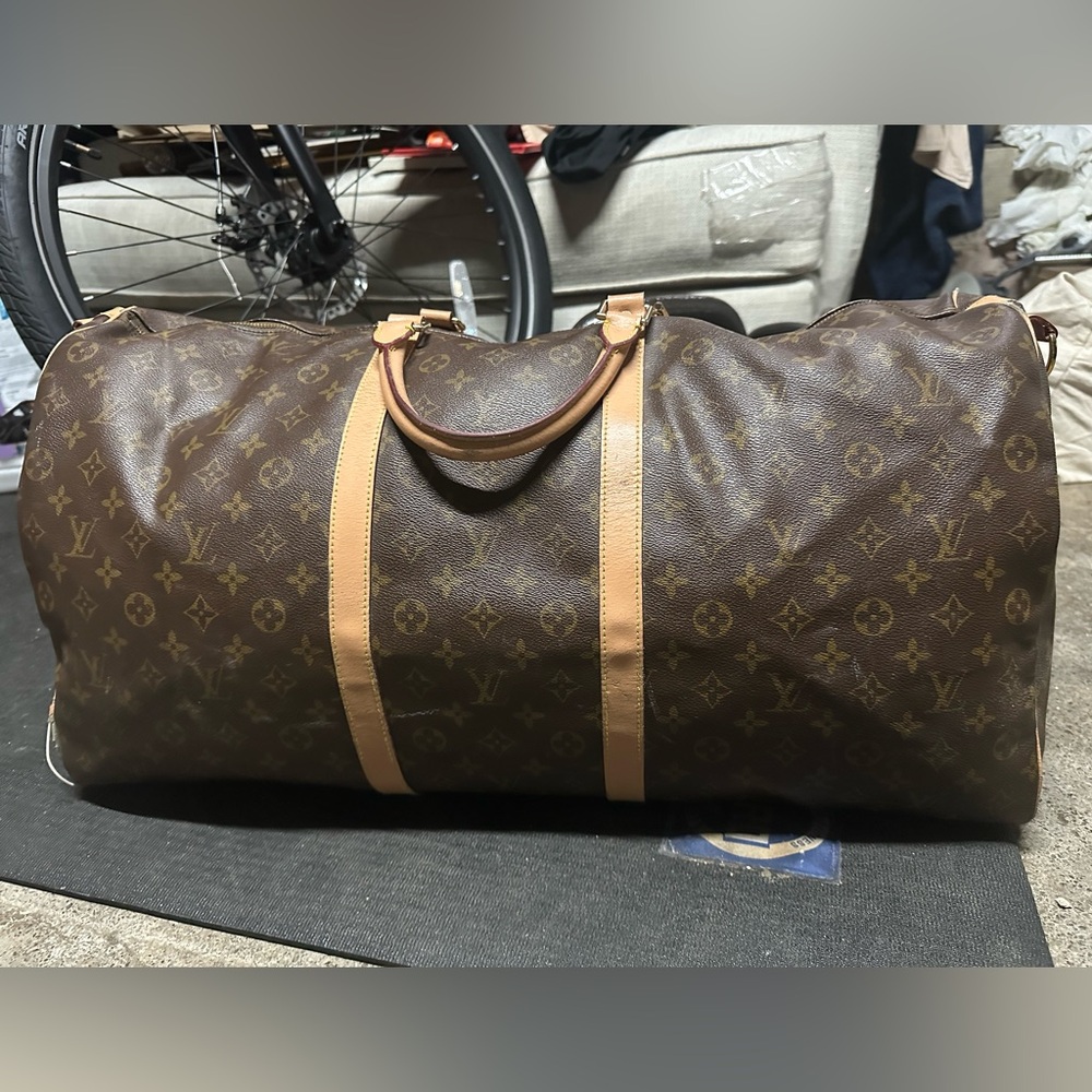 Louis Vuitton Brown and Tan Monogram Duffel Bag